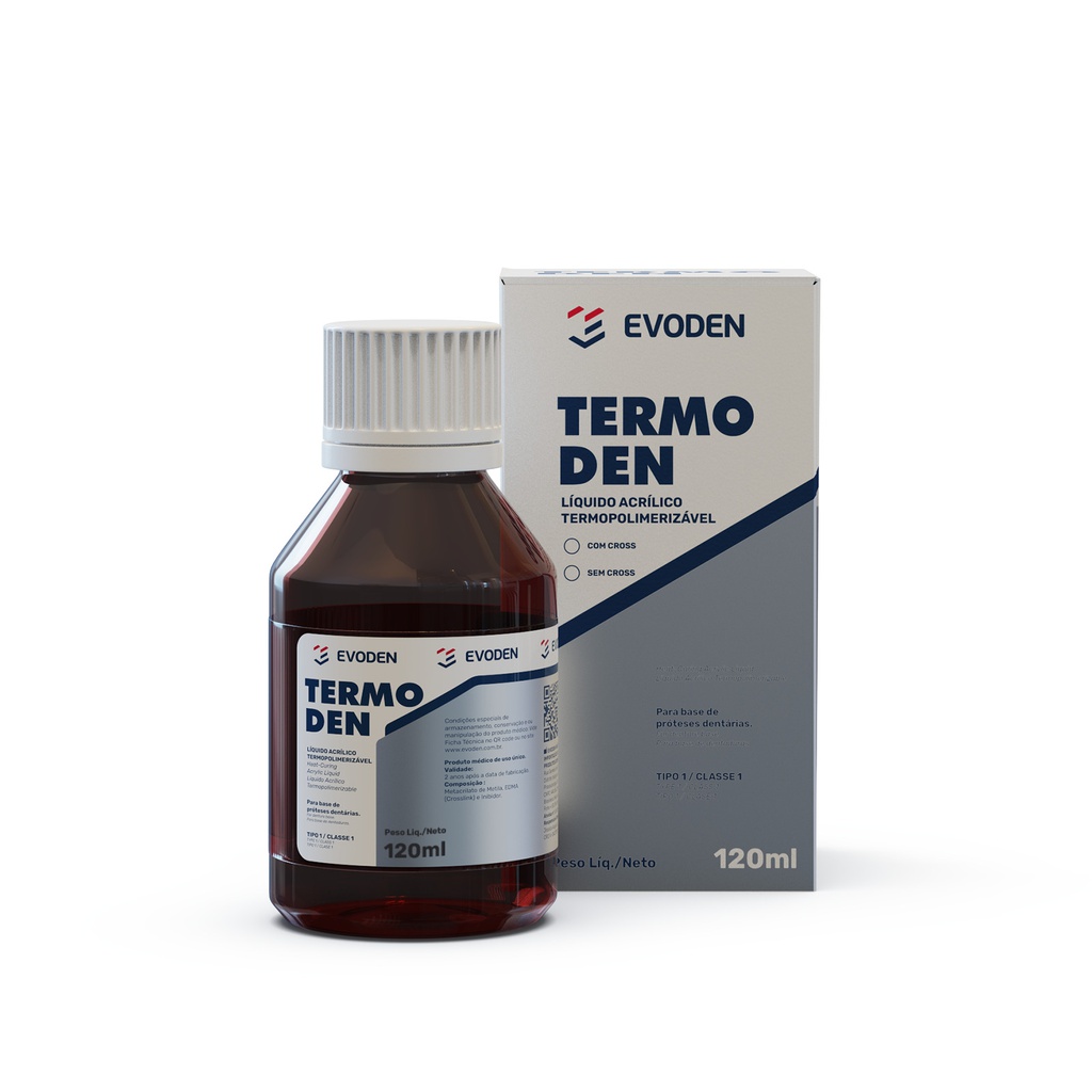 Líquido monómero para acrílico Termocurado Termoden Crosslink 120 ml Evoden