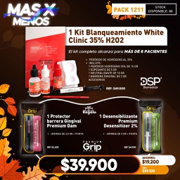 [PACK1211] 1 Kit Blanqueamiento White Clinic 35% H2O2 DSP + Regalos