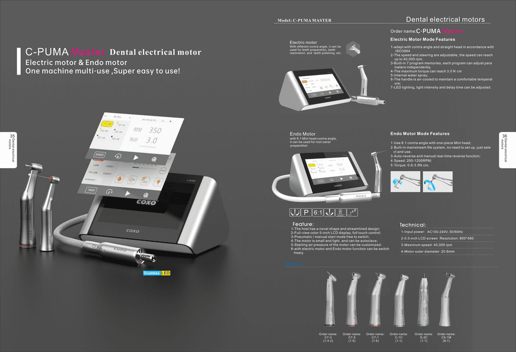 Motor eléctrico led y Motor Endodoncia C-Puma Master Coxo