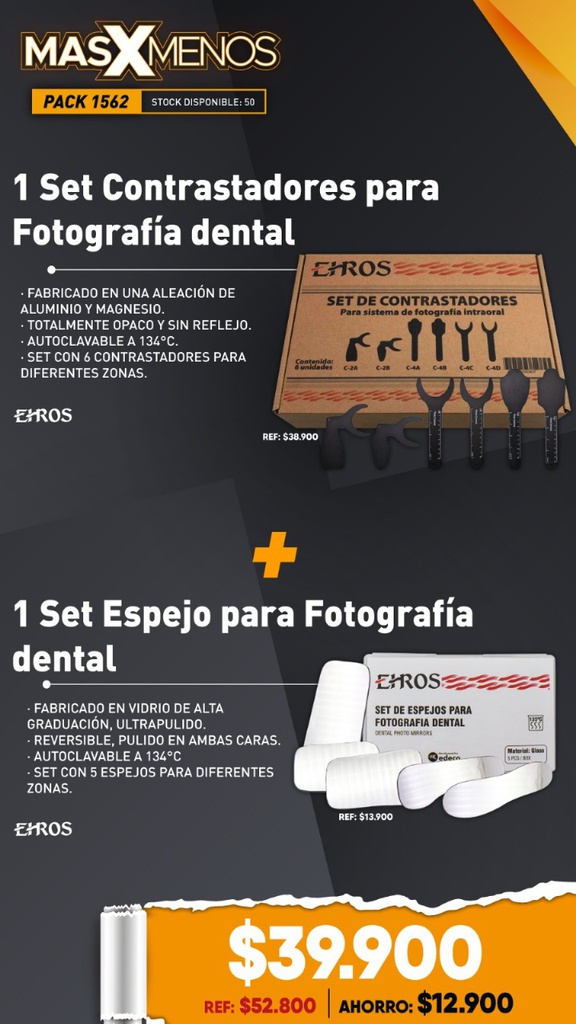 1 Set Contrastadores + 1 Set Espejos para Fotografía dental Ehros