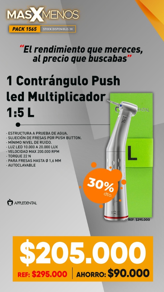 1 Contrángulo Push led Multiplicador 1:5 L Appledental
