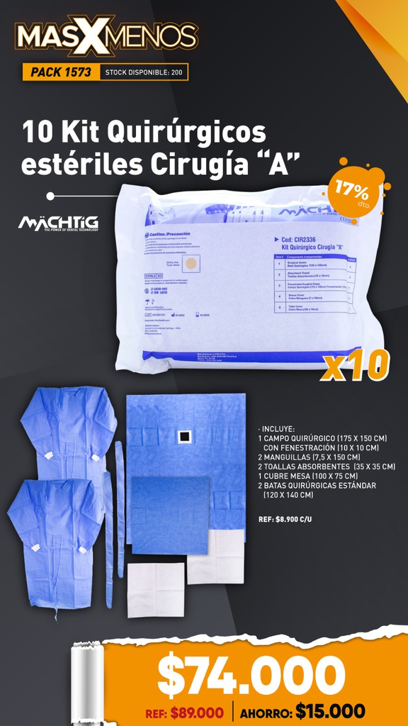 10 Kit Quirúrgicos estériles Cirugía &quot;A&quot; Machtig (copiar)