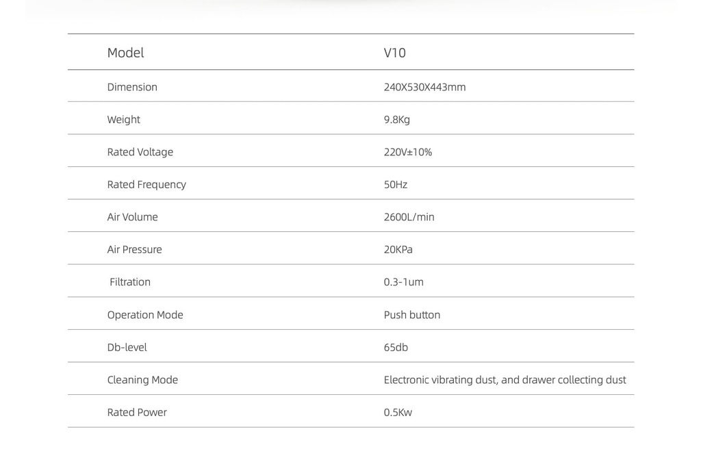 Aspirador de material particulado Smart Vacuum V10 UP3DTech