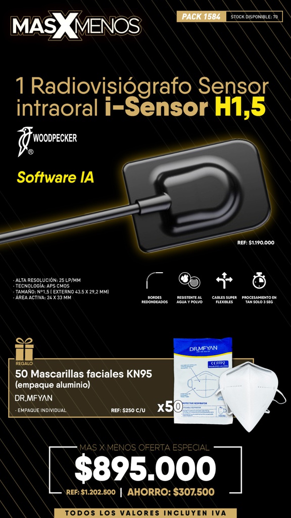 1 Radiovisiógrafo Sensor intraoral i-Sensor H1,5 Woodpecker (copiar)