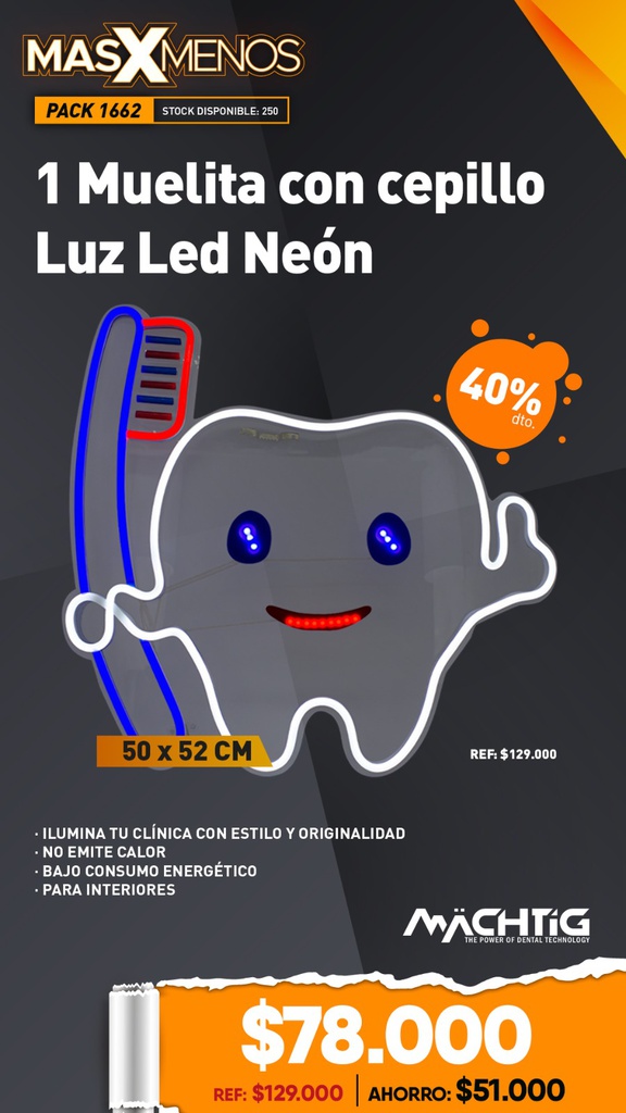 1 Muelita con cepillo Luz Led Neón Machtig