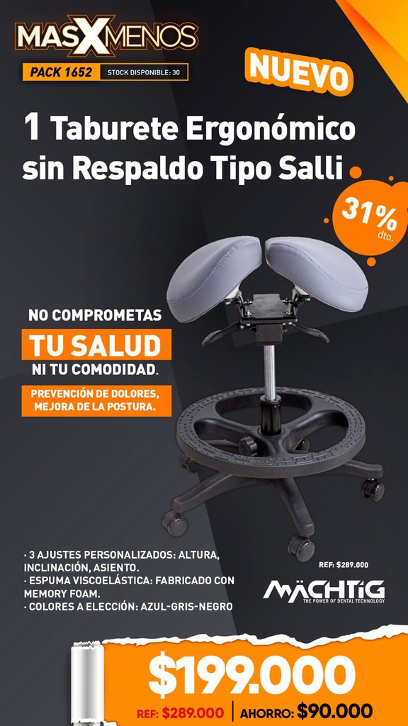 1 Taburete ergonómico sin Respaldo tipo Salli Machtig