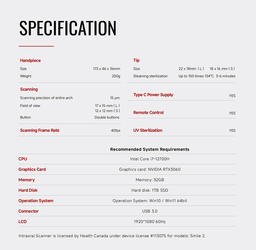 Scanner Intraoral 3D Smile 2 KP Woodpecker