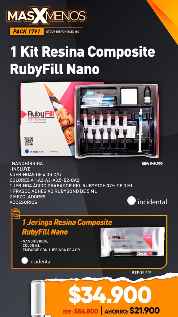 1 Kit Resina Composite RubyFill Nano Incidental + Regalo
