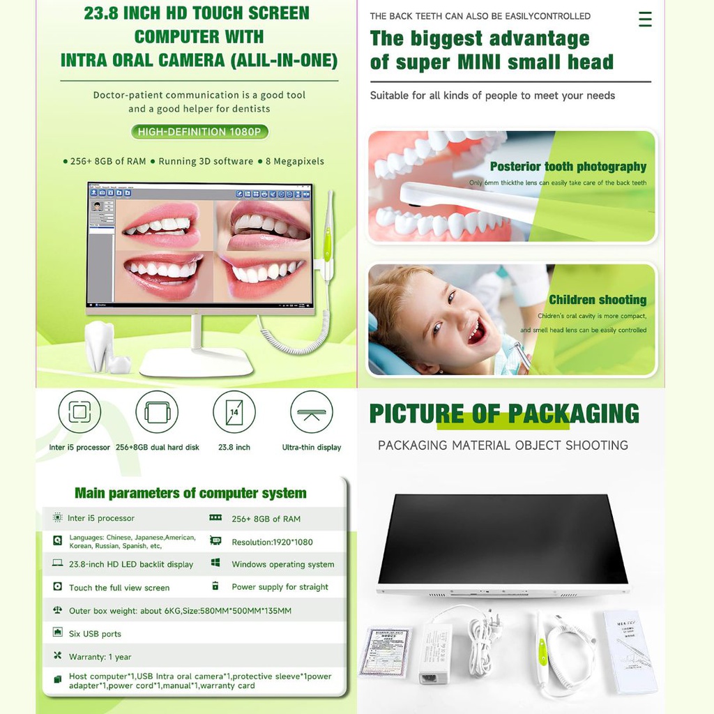 Set Monitor computador + Cámara intraoral HD para Sillón Eco-Camera 01 Appledental