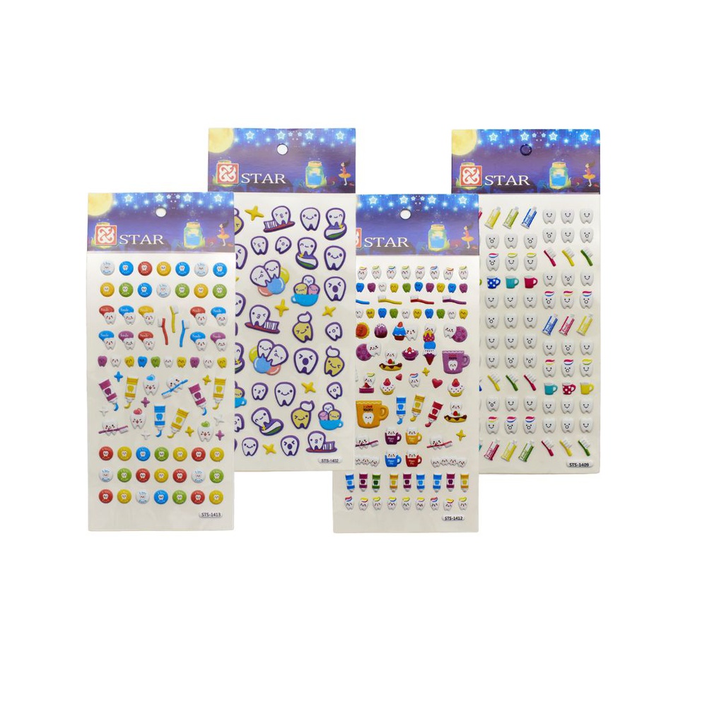 Adhesivos Stickers en relieve Muelita x 1 lámina