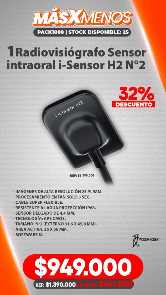 1 Radiovisiógrafo Sensor intraoral i-Sensor H2 N°2 Woodpecker