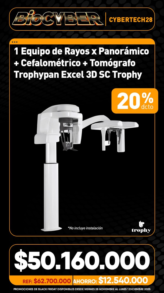 1 Equipo de Rayos x Panorámico + Cefalométrico + Tomógrafo Trophypan Excel 3D SC Trophy