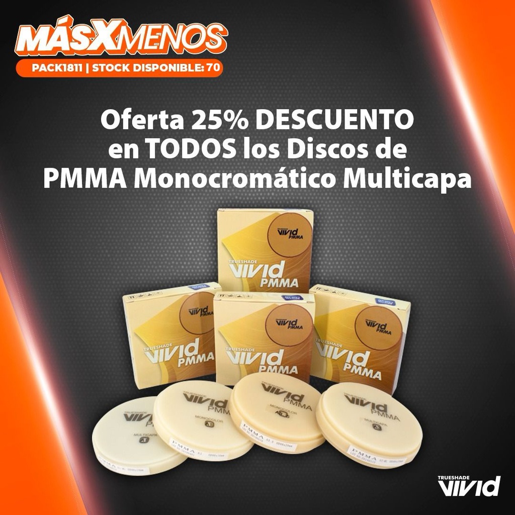 Disco de PMMA Monocromático 14 mm Cad/Cam Vivid