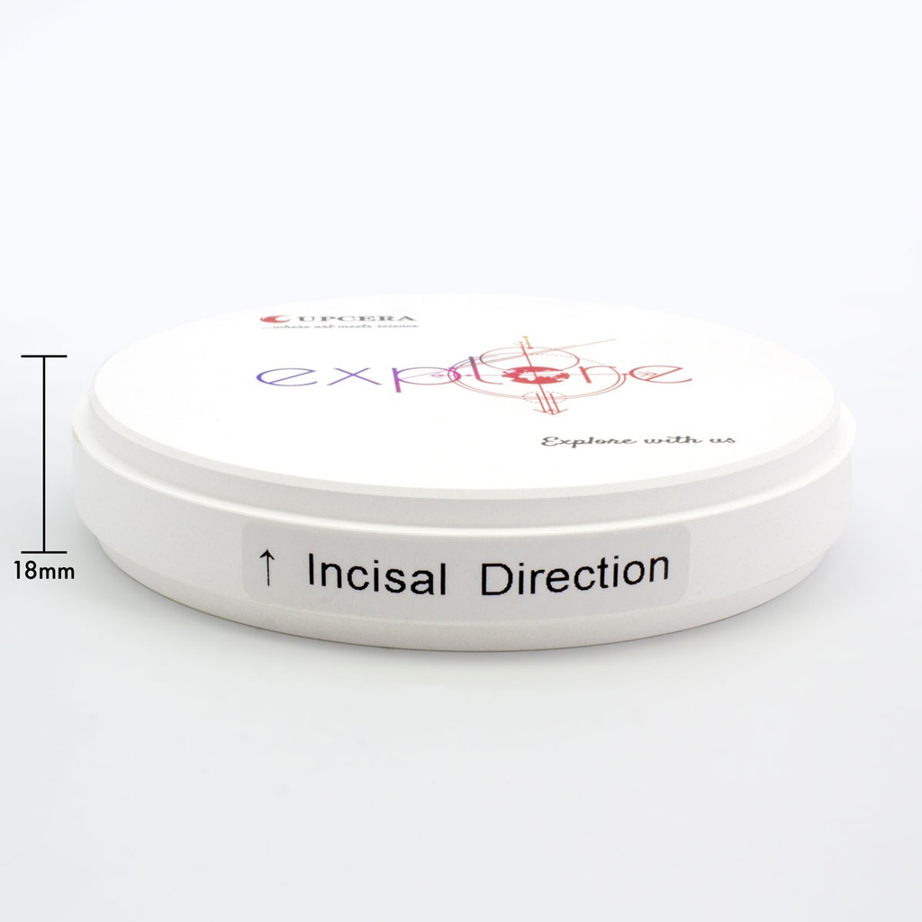 Disco de Zirconio Explore Esthetic Multi Ultra Translucidez TT 18 mm Upcera