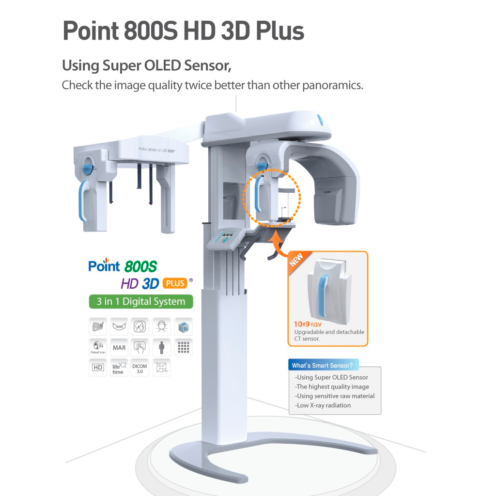 Equipo de Rayos x Panorámico + Cefalométrico + Tomógrafo Point 800S HD 3D Plus 2 sensores Pointimplant Pointnix