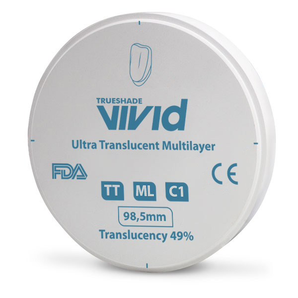 Disco de Zirconio Multi Ultra Translucidez TT 18 mm Vivid