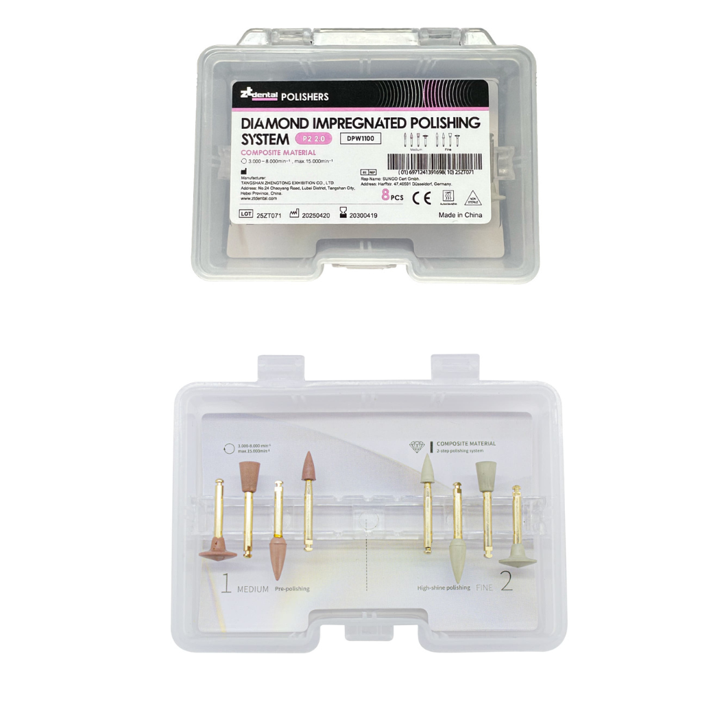Set de 8 Cauchos para pulido de Resina Composite tipo Eve P2 2.0 ZT Dental
