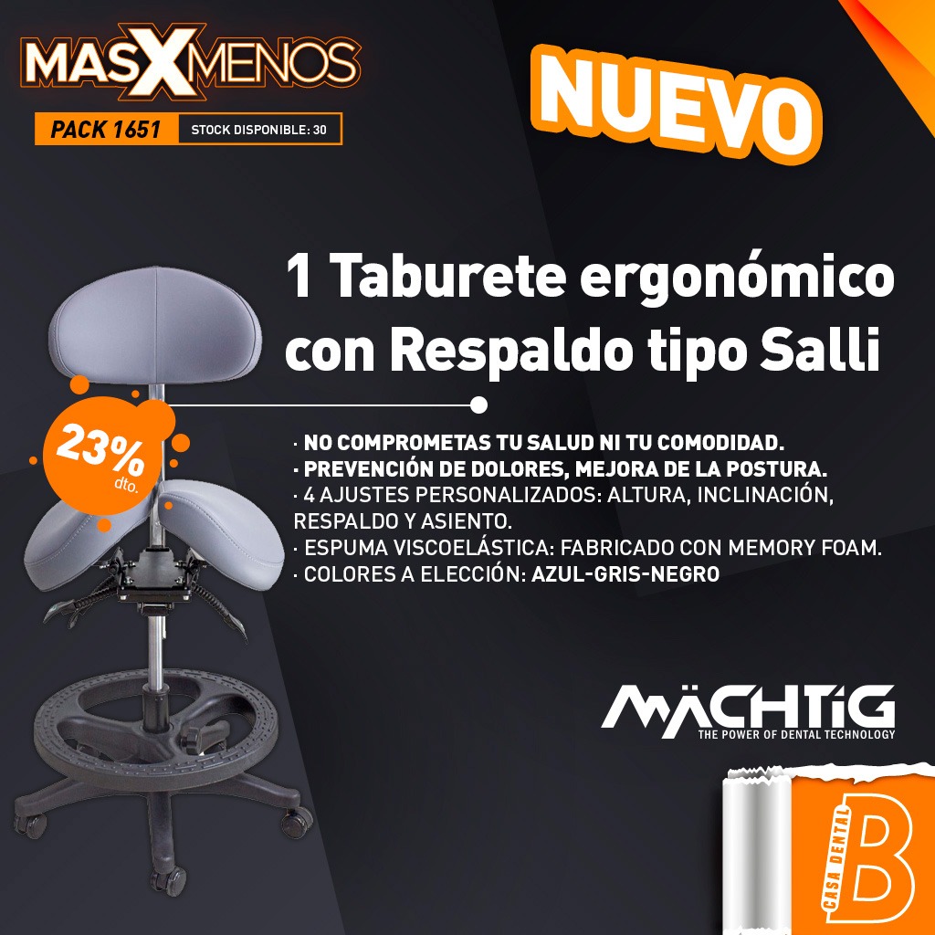 1 Taburete ergonómico con Respaldo tipo Salli Machtig