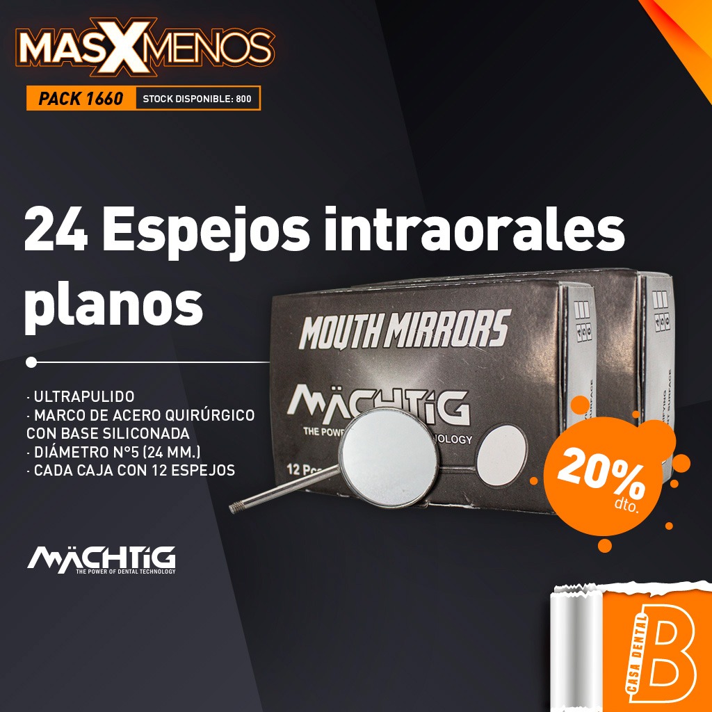 24 Espejos intraorales planos N°5 Machtig