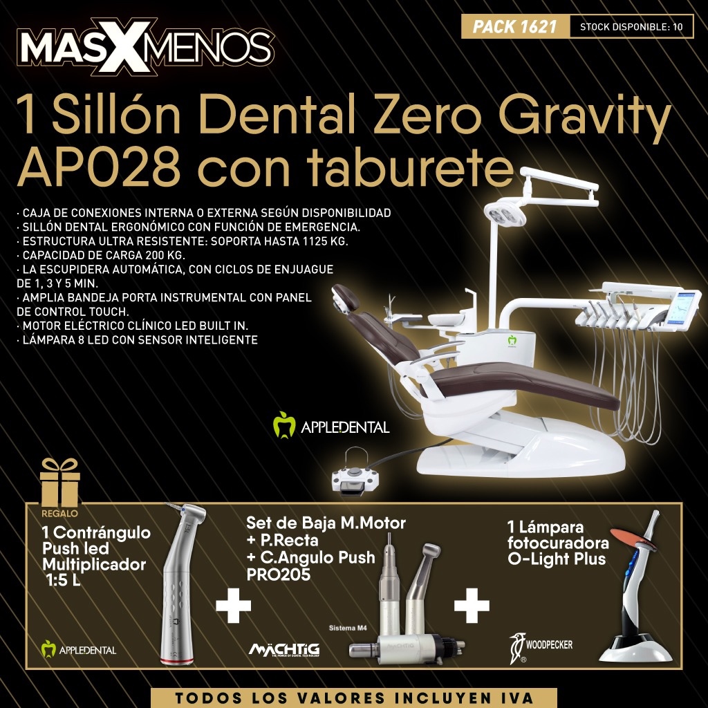 1 Sillón Dental Zero Gravity AP028 con taburete Appledental + Regalos