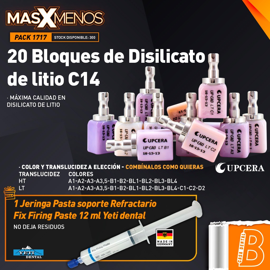 20 Bloques de Disilicato de litio C14 Upcera + Regalo