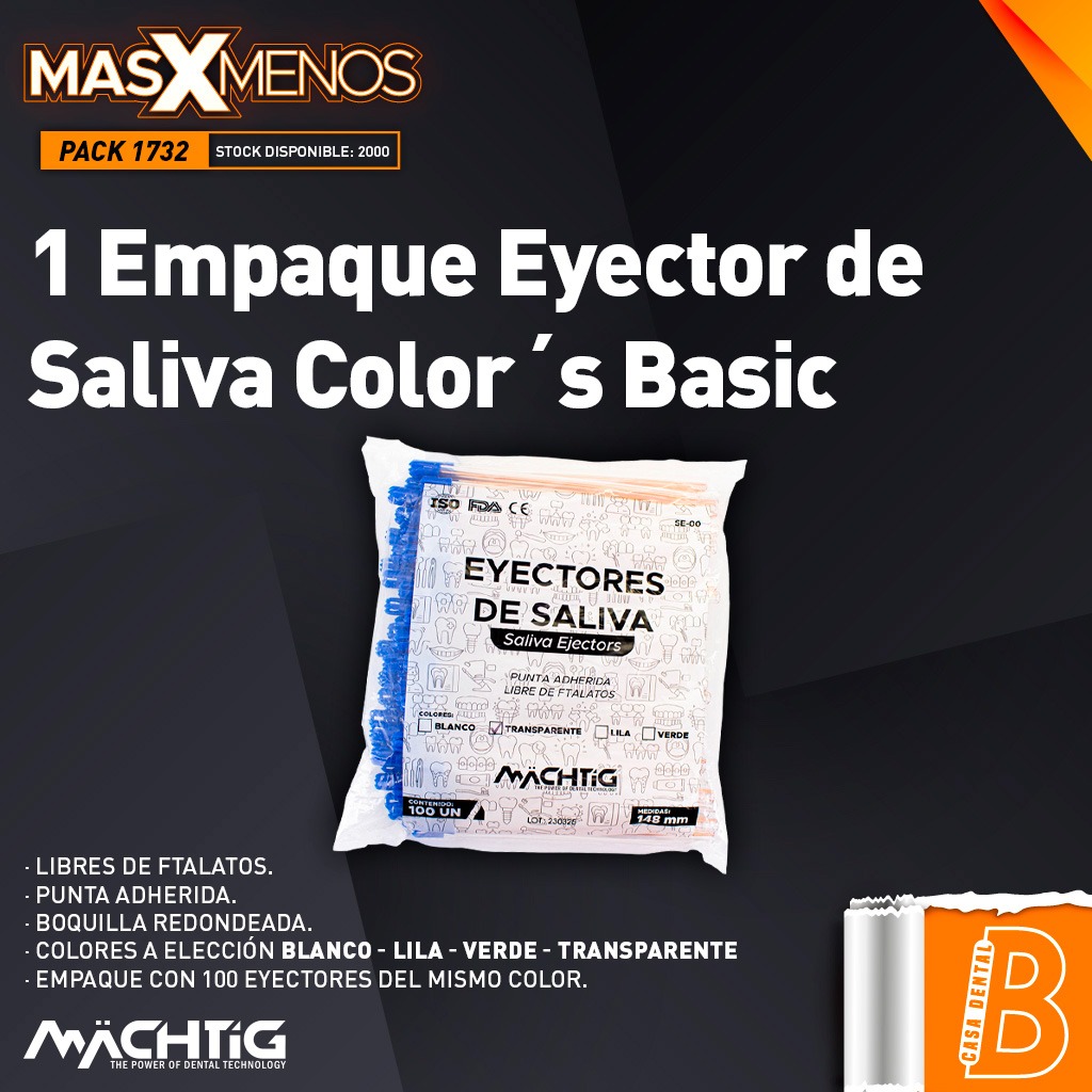 1 Empaque Eyectores de Saliva Color´s Basic Machtig