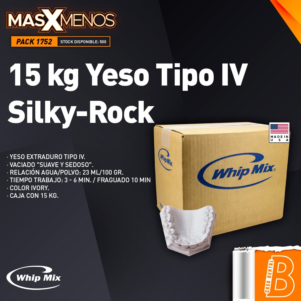15 kg Yeso Tipo IV Silky-Rock Ivory Whip Mix