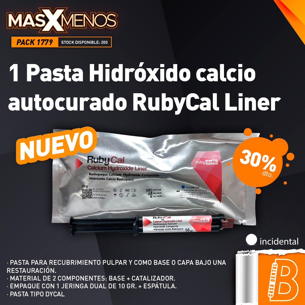 1 Pasta Hidróxido calcio autocurado RubyCal Liner Incidental