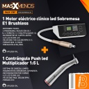1 Motor eléctrico clínico led Sobremesa E1 Brushless + 1 Contrángulo Push led Multiplicador 1:5 L Appledental (Anillo rojo)