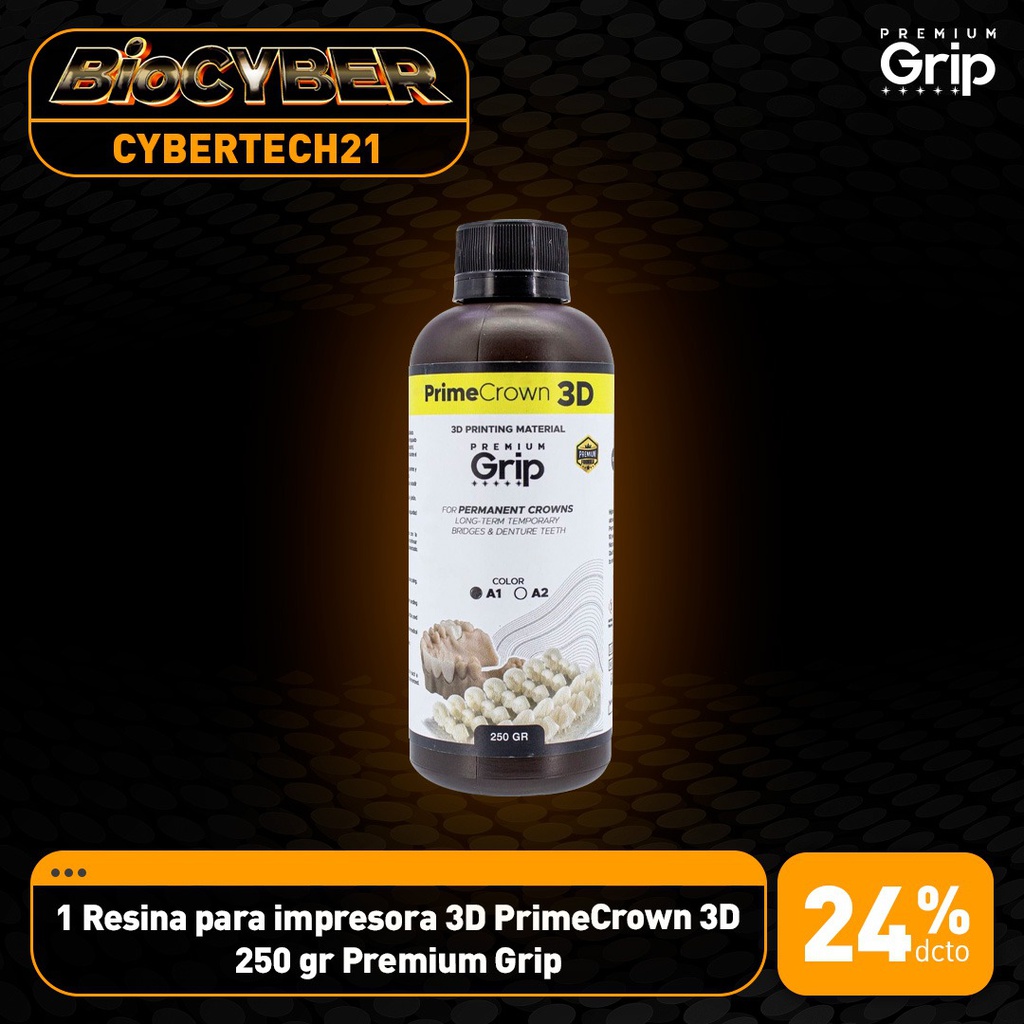 1 Resina para impresora 3D PrimeCrown 3D 250 gr Premium Grip