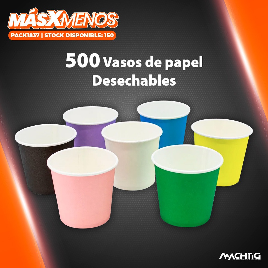 500 Vasos Papel Desechables Color´s Machtig
