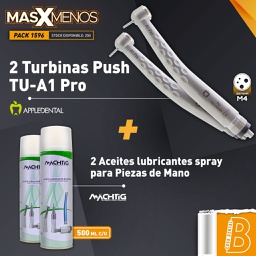 [PACK1596] 2 Turbinas push TU-A1 Pro Appledental + 2 Aceites lubricantes spray para Piezas de Mano Machtig