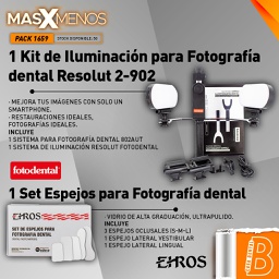 [PACK1659] 1 Kit de Iluminación para Fotografía Resolut 2-902 Fotodental + 1 Set Espejos para Fotografía Ehros