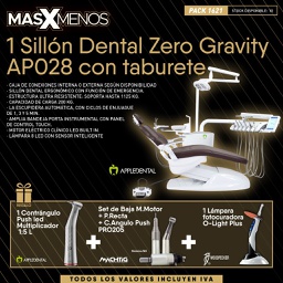 [PACK1621] 1 Sillón Dental Zero Gravity AP028 con taburete Appledental + Regalos