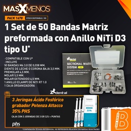 [PACK1678] 1 Set de 50 Bandas Matriz preformada con Anillo NiTi D3 tipo U ZT Dental + Regalo