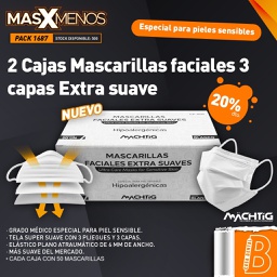 [PACK1687] 2 Cajas Mascarillas faciales 3 capas Extra suaves Machtig