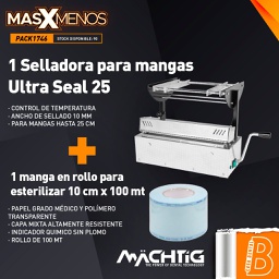 [PACK1746] 1 Selladora para mangas Ultra Seal 25 + 1 Manga en rollo para Esterilizar 10 cm x 100 mt Machtig