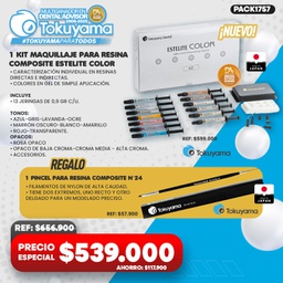 [PACK1757] 1 Kit Maquillaje para Resina Composite Estelite Color Tokuyama + Regalo