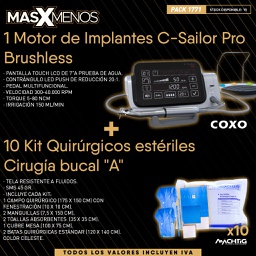 [PACK1771] 1 Motor de Implantes C-Sailor Pro Brushless Coxo + 10 Kit Quirúrgicos estériles Cirugía bucal &quot;A&quot; Machtig
