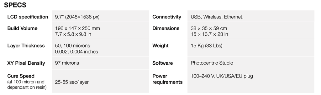 Impresora digital 3D HR 2.0 (Daylight) Photocentric