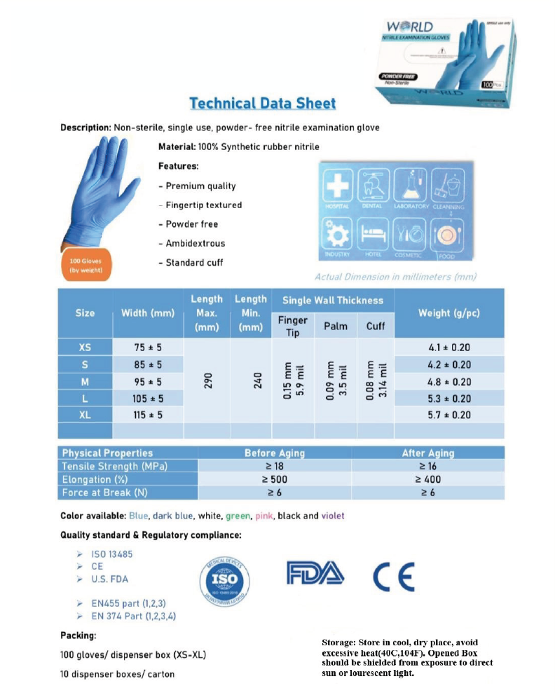 Guantes de Nitrilo Celeste - Talla L - Stulzel Chile