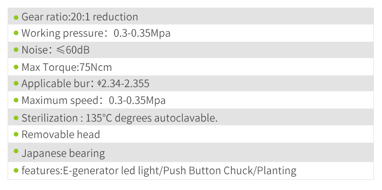 Contrángulo Push Led Reducción 20:1 Appledental