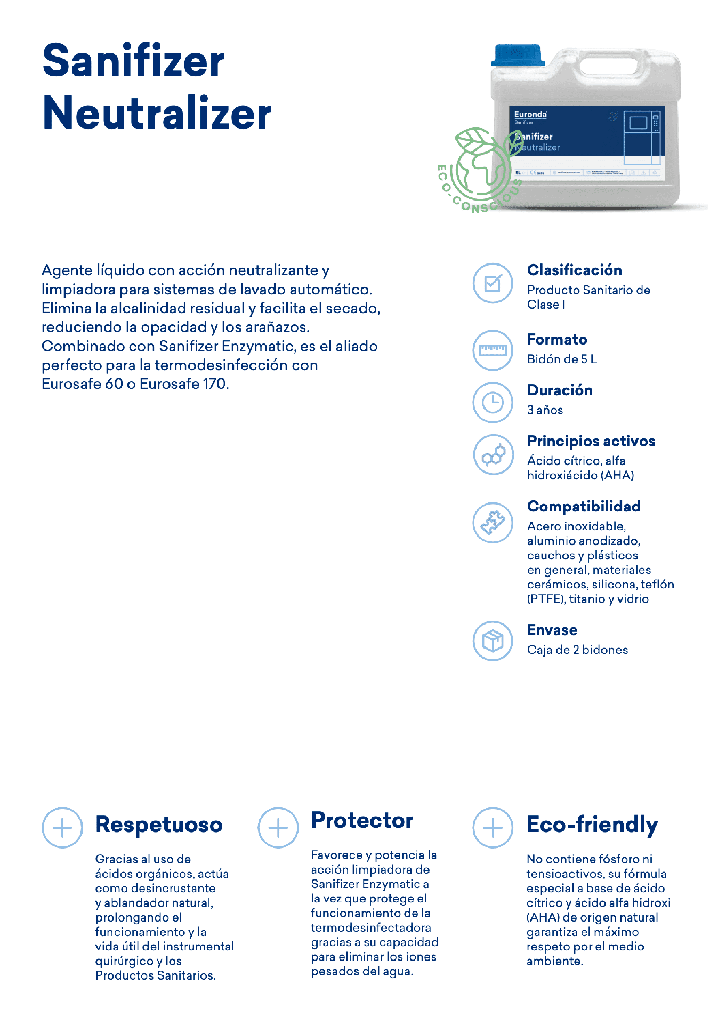 Líquido neutralizador para Termodesinfectadora Sanifizer Neutralizer Euronda