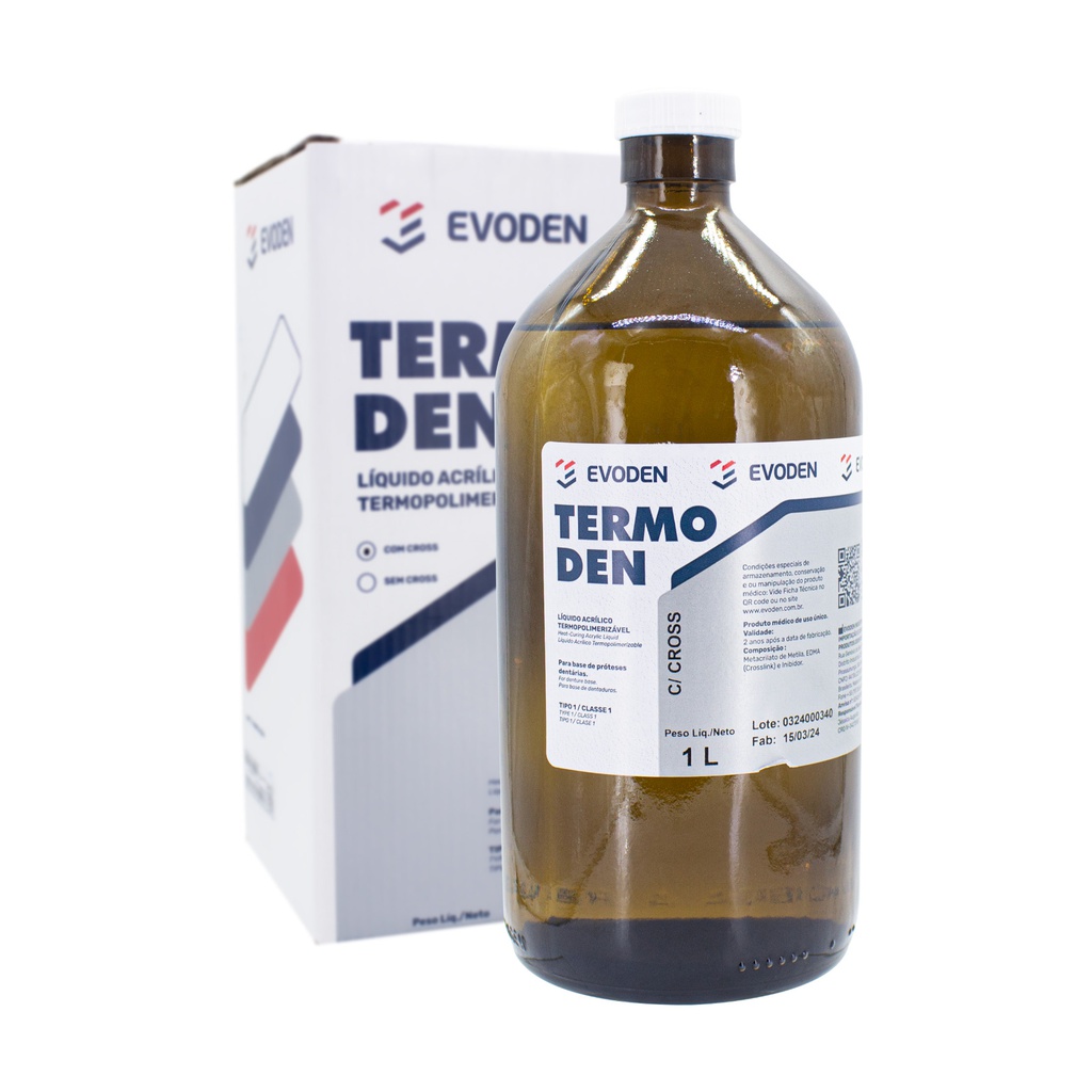 Líquido monómero para acrílico Termocurado Termoden Crosslink 1 lt Evoden