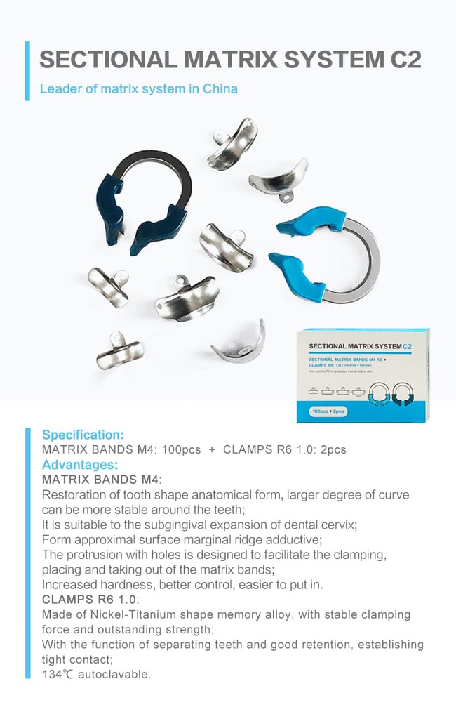 Set Banda Matriz preformada con Anillo NiTi C2 ZT Dental