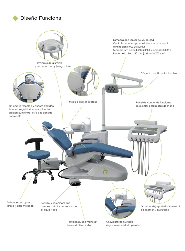 Sillón Dental A001 con taburete Appledental