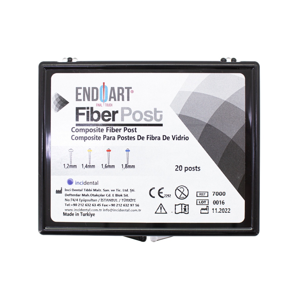 Kit 20 Postes Fibra de Vidrio + 4 Fresas Fiber post Endoart Incidental