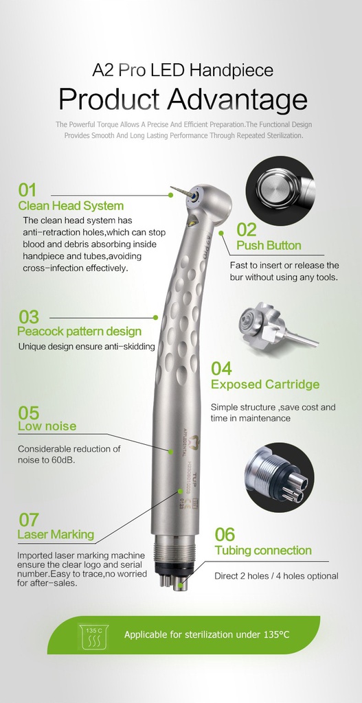 Turbina Push led TU-A2 Pro Appledental