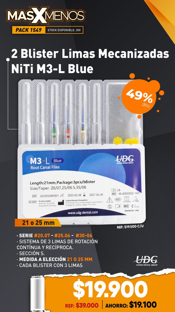 2 Blister Limas Mecanizadas M3-L Blue UDG