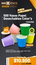 500 Vasos Papel Desechables Color´s Machtig